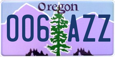 OR license plate 006AZZ