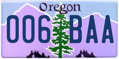 OR license plate 006BAA
