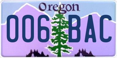 OR license plate 006BAC