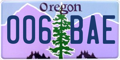 OR license plate 006BAE