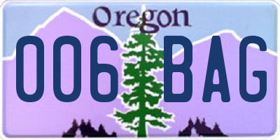 OR license plate 006BAG