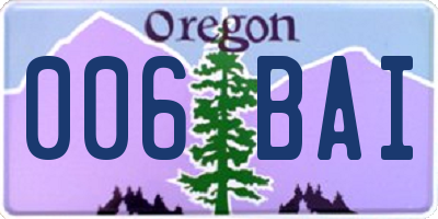 OR license plate 006BAI