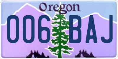 OR license plate 006BAJ