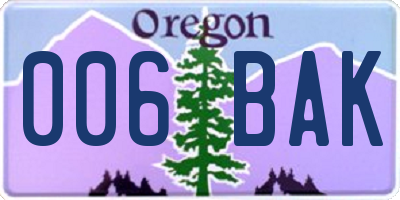 OR license plate 006BAK