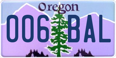 OR license plate 006BAL
