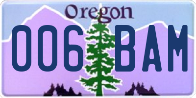 OR license plate 006BAM