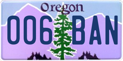 OR license plate 006BAN