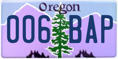 OR license plate 006BAP