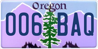 OR license plate 006BAQ
