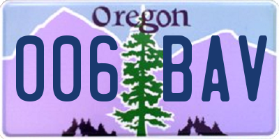 OR license plate 006BAV