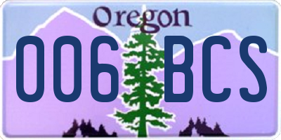 OR license plate 006BCS
