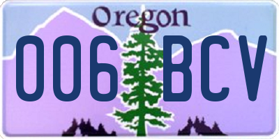 OR license plate 006BCV