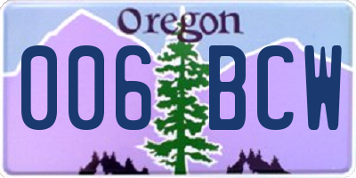 OR license plate 006BCW