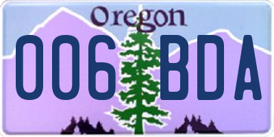 OR license plate 006BDA