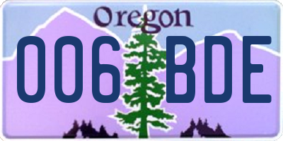 OR license plate 006BDE