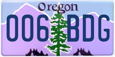OR license plate 006BDG