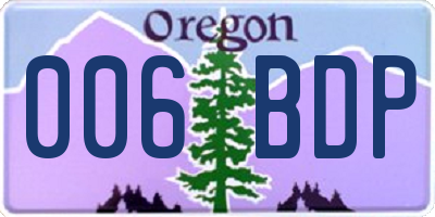 OR license plate 006BDP