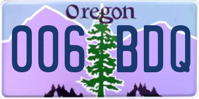 OR license plate 006BDQ