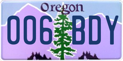 OR license plate 006BDY