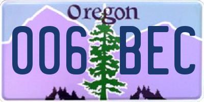 OR license plate 006BEC