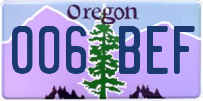 OR license plate 006BEF