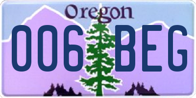 OR license plate 006BEG