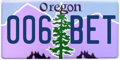 OR license plate 006BET