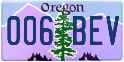 OR license plate 006BEV
