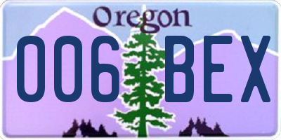OR license plate 006BEX
