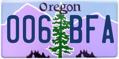 OR license plate 006BFA