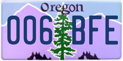 OR license plate 006BFE