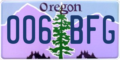 OR license plate 006BFG