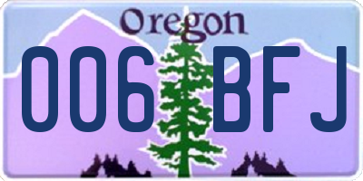OR license plate 006BFJ