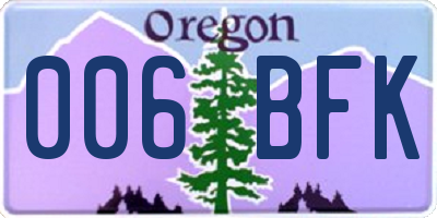 OR license plate 006BFK