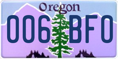 OR license plate 006BFO