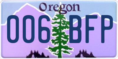 OR license plate 006BFP