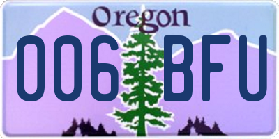 OR license plate 006BFU