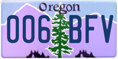 OR license plate 006BFV