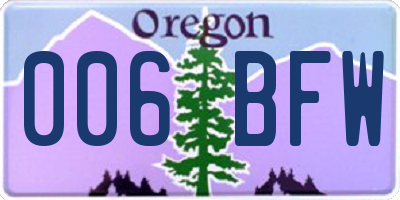 OR license plate 006BFW