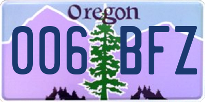 OR license plate 006BFZ