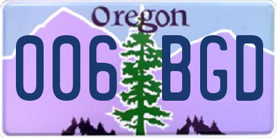 OR license plate 006BGD