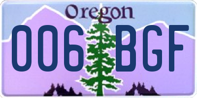 OR license plate 006BGF