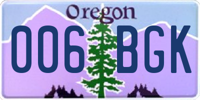 OR license plate 006BGK