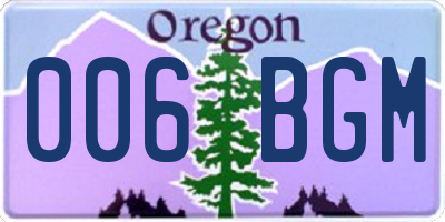 OR license plate 006BGM