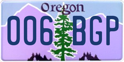 OR license plate 006BGP