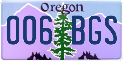OR license plate 006BGS