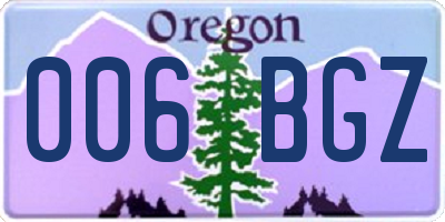 OR license plate 006BGZ