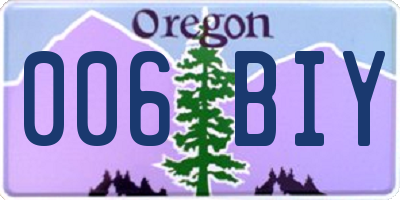 OR license plate 006BIY