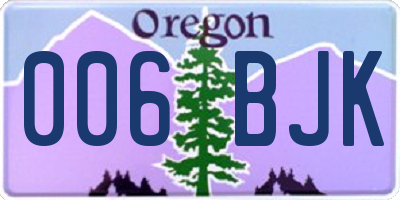 OR license plate 006BJK