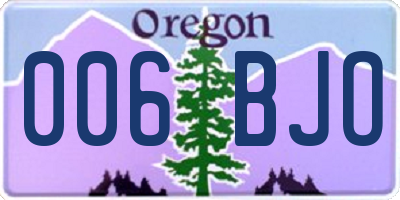 OR license plate 006BJO